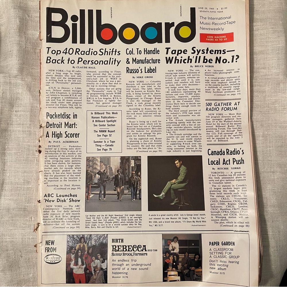 Vintage - June 1969 Billboard Magazine